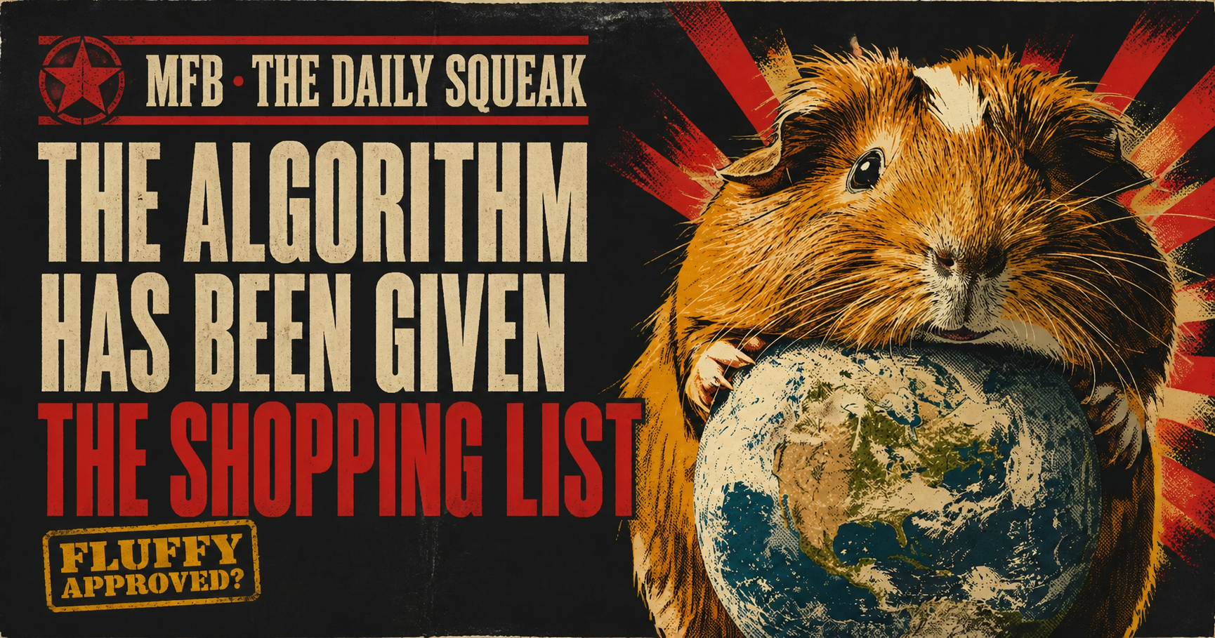 Mister Fluffy Bottom presiding over the algorithmic shopping list