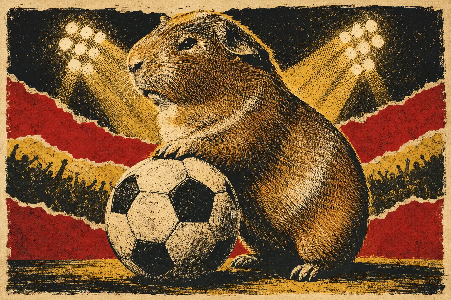 Mister Fluffy Bottom presiding over a soccer ball